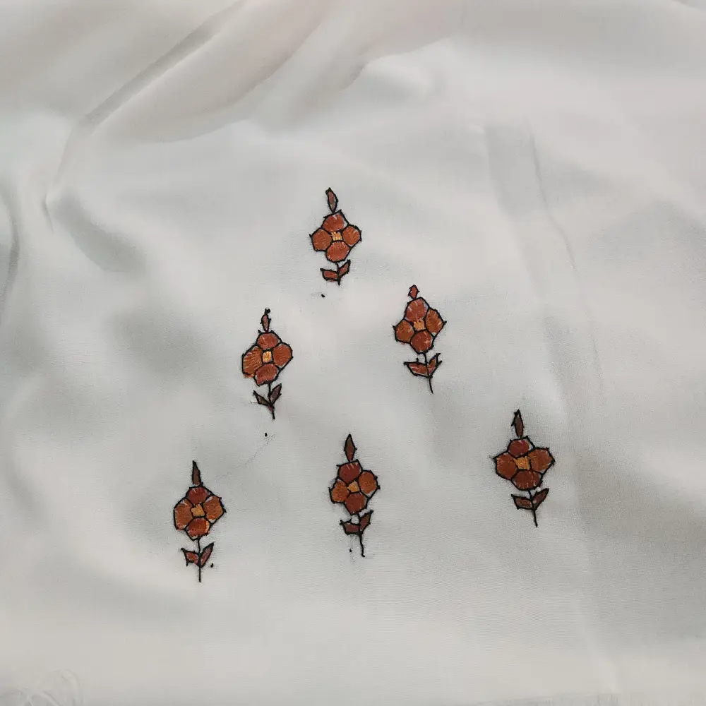 2PC White Paper Machie Hand Sozni Suit | Sonmarg Collection - Image 3
